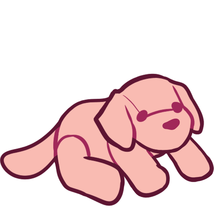 a plush dog. it's a golden retriever or labrador retriever. the image is pink-toned